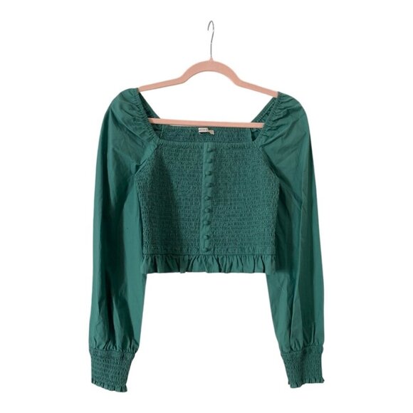 AE Square Neck Smocked Ruffle Blouse Medium - Picture 5 of 9